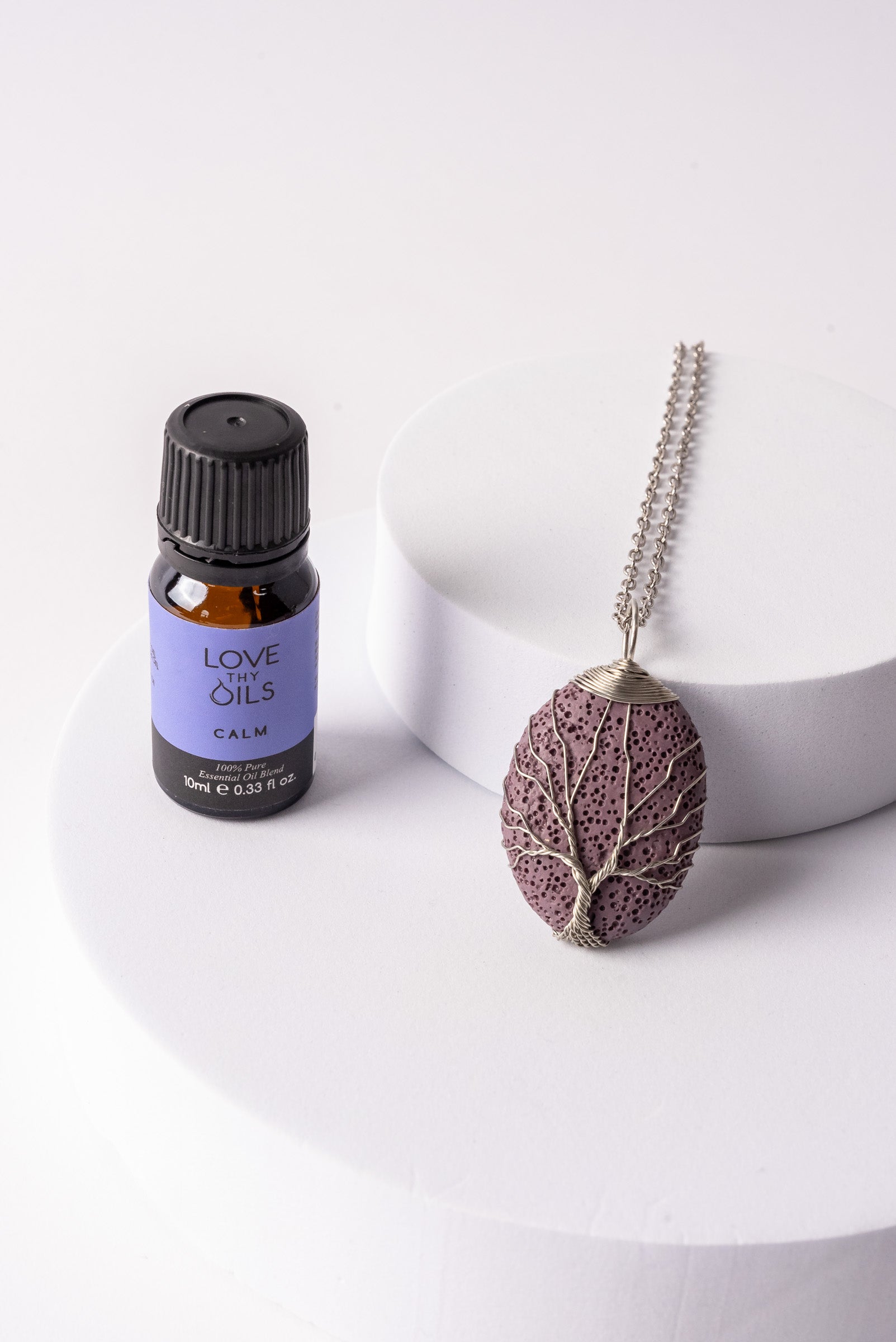 Tree of Life Lava Stone Necklace - Purple