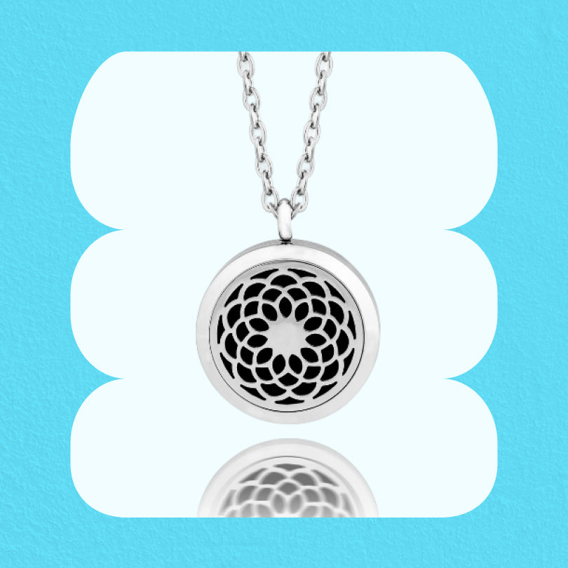 Blossom Aromatherapy Essential Oil Diffuser Necklace - Silver