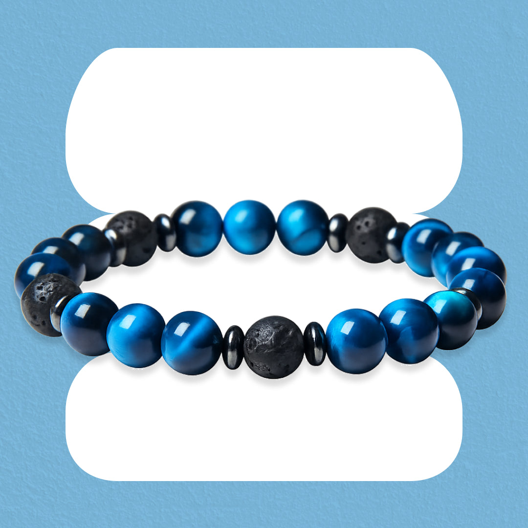 Blue Tiger Eye Beads Diffuser Bracelet