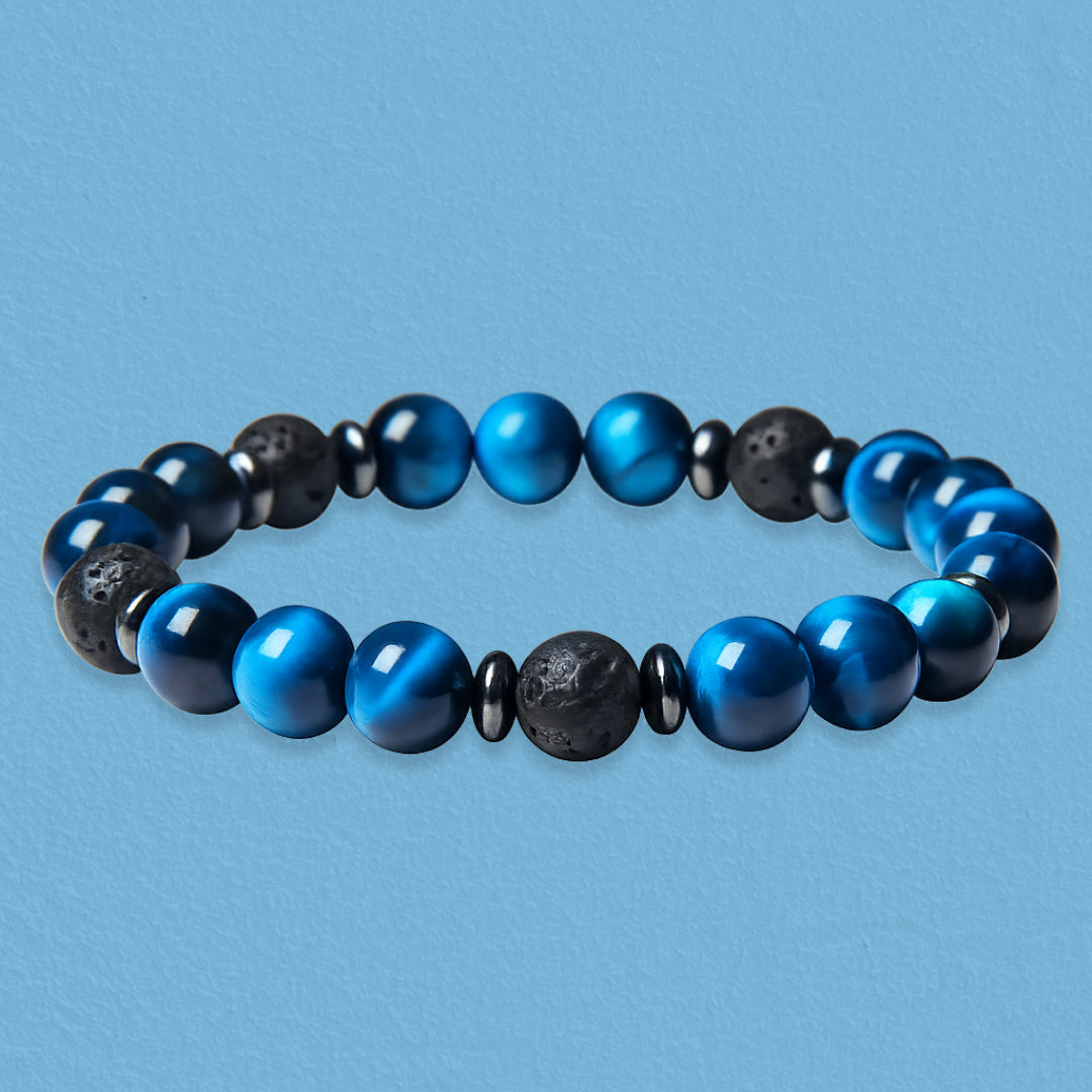 Blue Tiger Eye Beads Diffuser Bracelet