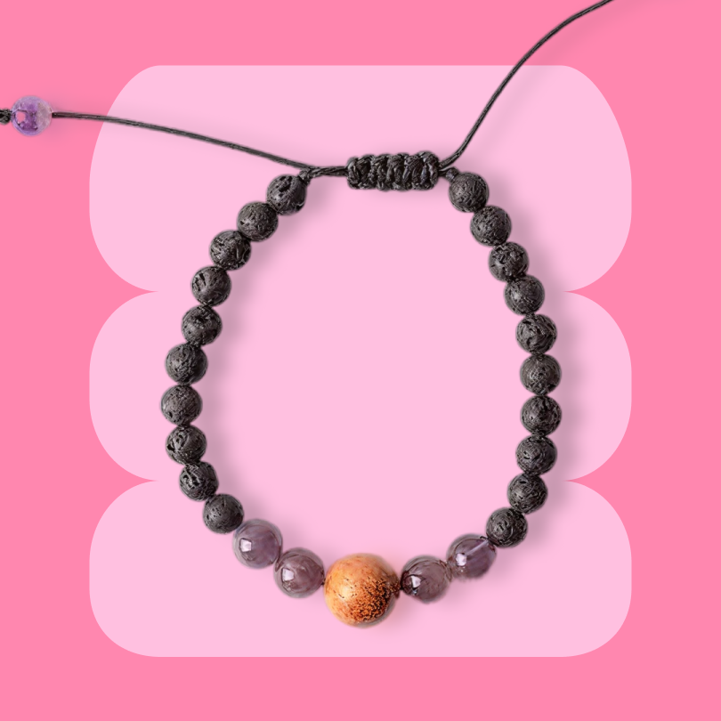Amethyst & Lava Stone Adjustable diffuser bracelet