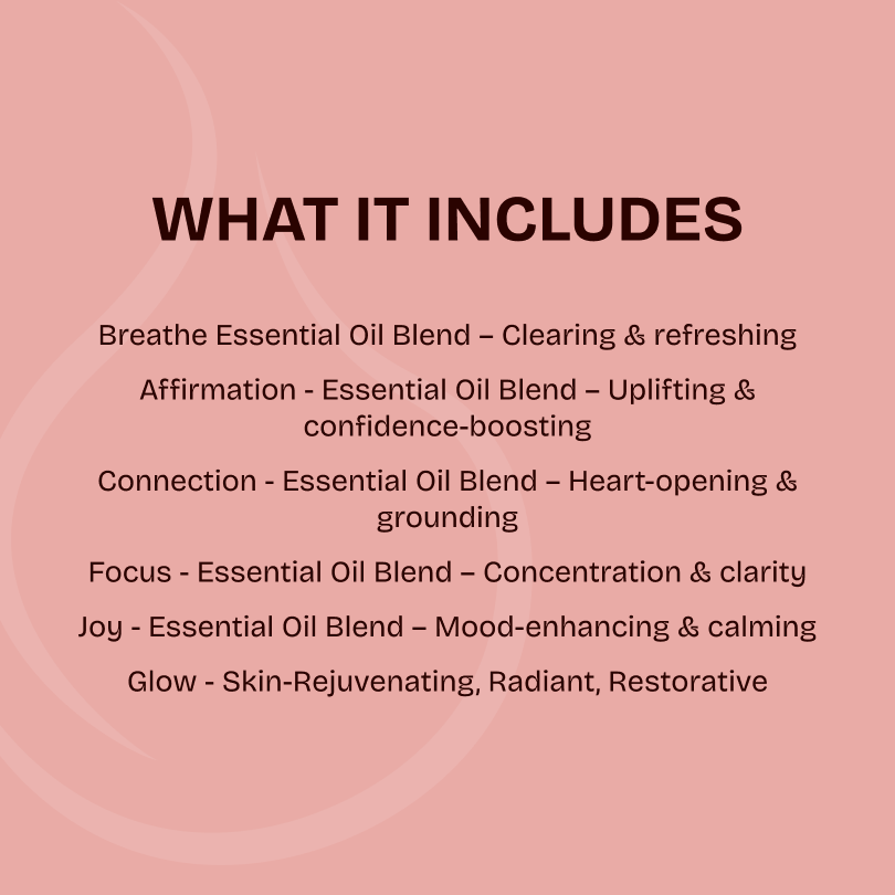 Aromatic Fusion Collection (Affirmation+Breathe+Connection+Focus+Joy+Glow) + Diffuser