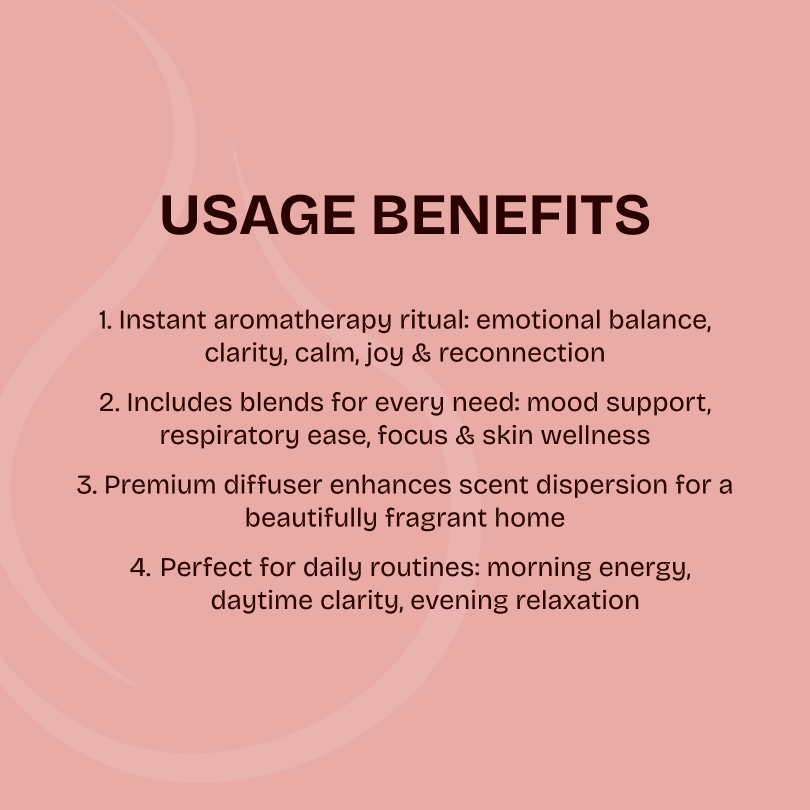 Aromatic Fusion Collection (Affirmation+Breathe+Connection+Focus+Joy+Glow) + Diffuser