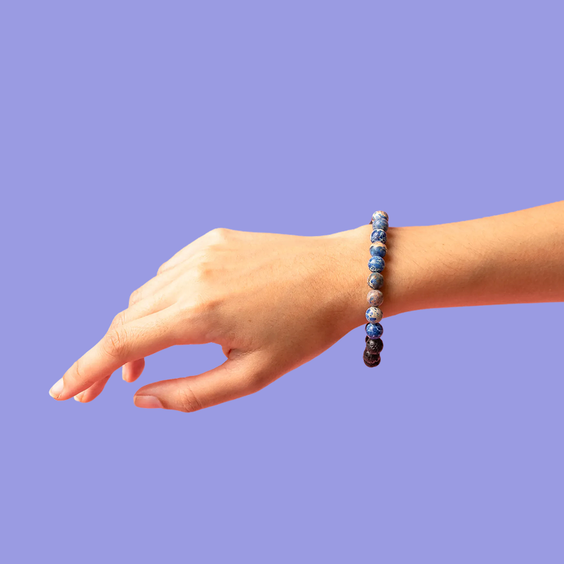 Blue Imperial Jasper & Lava Stone diffusing bracelet