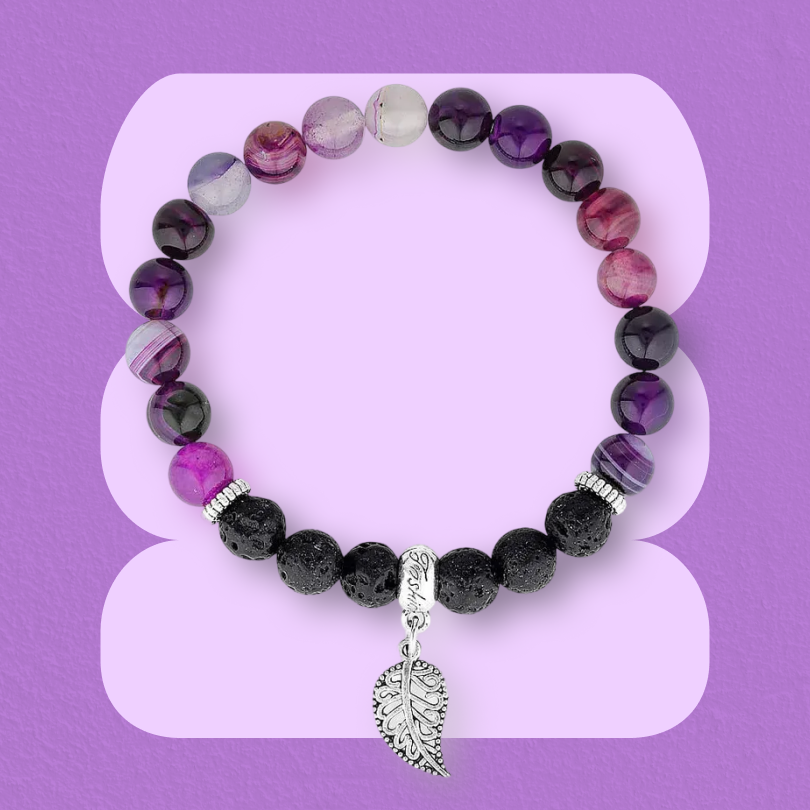 Harmony - Purple Agate & Lava stone diffuser Bracelet