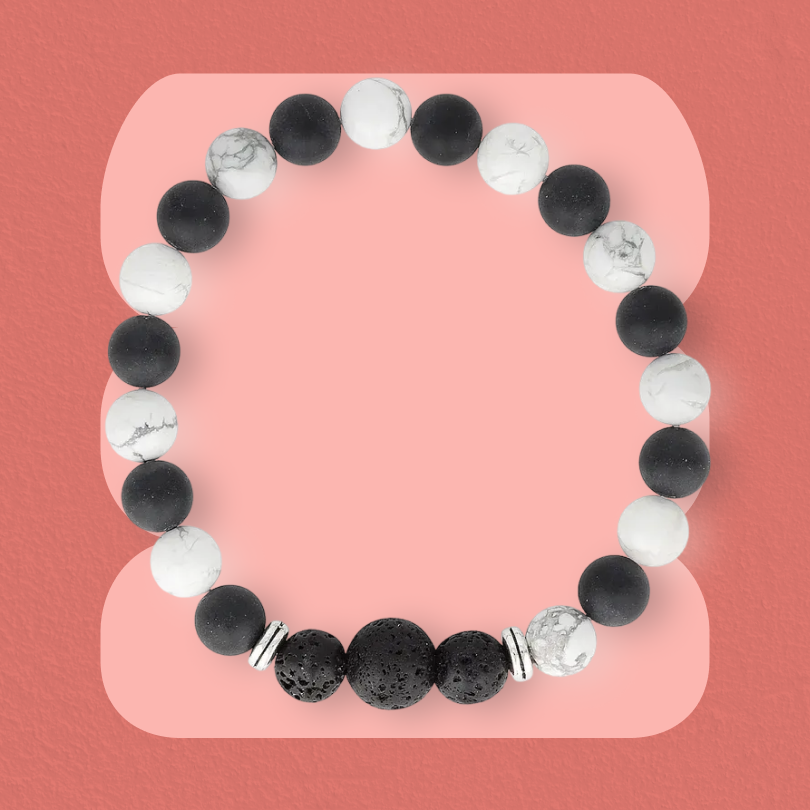 Howlite & Onyx Essential Oil Diffuser Bracelet