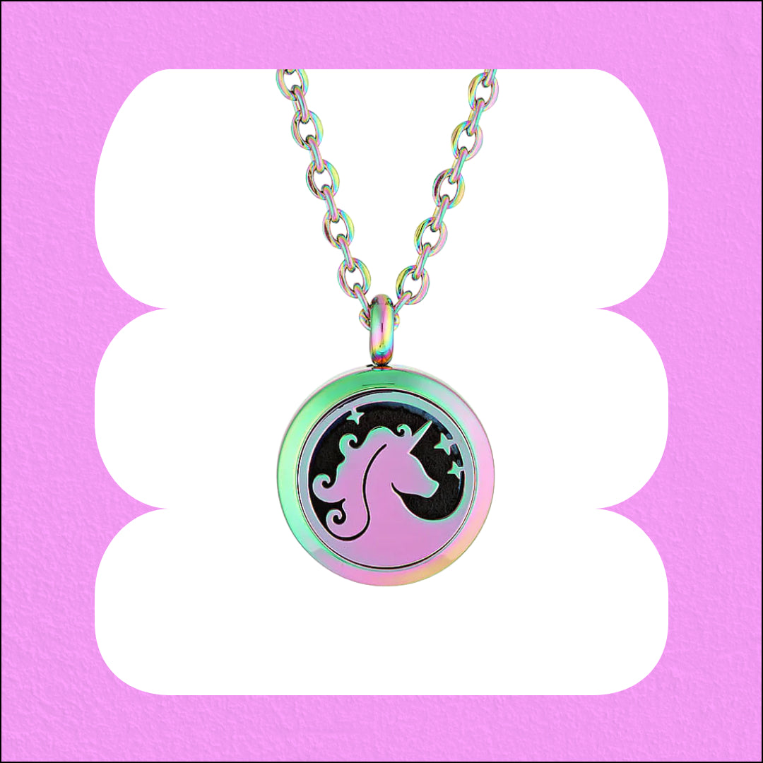 Holographic Unicorn essential oil diffuser necklace