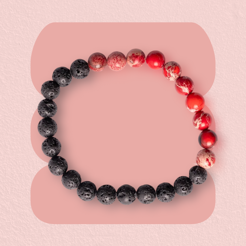 Red Imperial Jasper & Lava Stone diffuser Bracelet