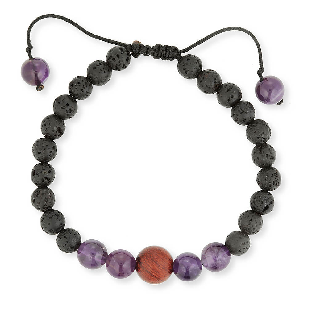 Amethyst and lava stone essential oil diffusing bracelet.  aromatherapy jewellery