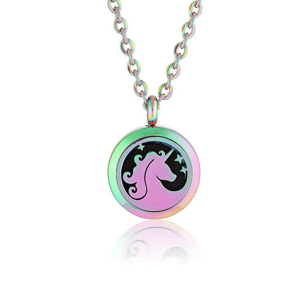 Essential oil diffuser necklace, aromatherapy locket unicorn for kids