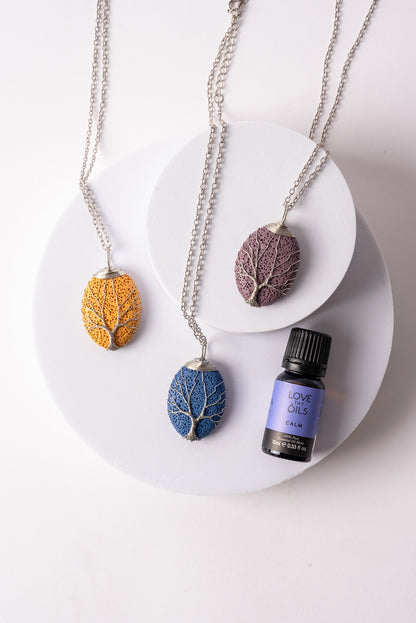 Tree of Life Lava Stone Necklace - Yellow