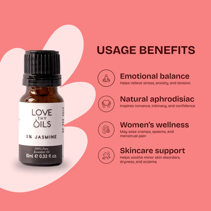Jasmine 3% Essential Oil in Jojoba Oil 10ml