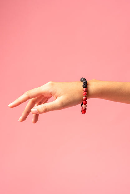 Red Imperial Jasper & Lava Stone diffuser Bracelet