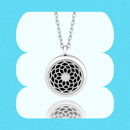 Blossom Aromatherapy Essential Oil Diffuser Necklace - Silver