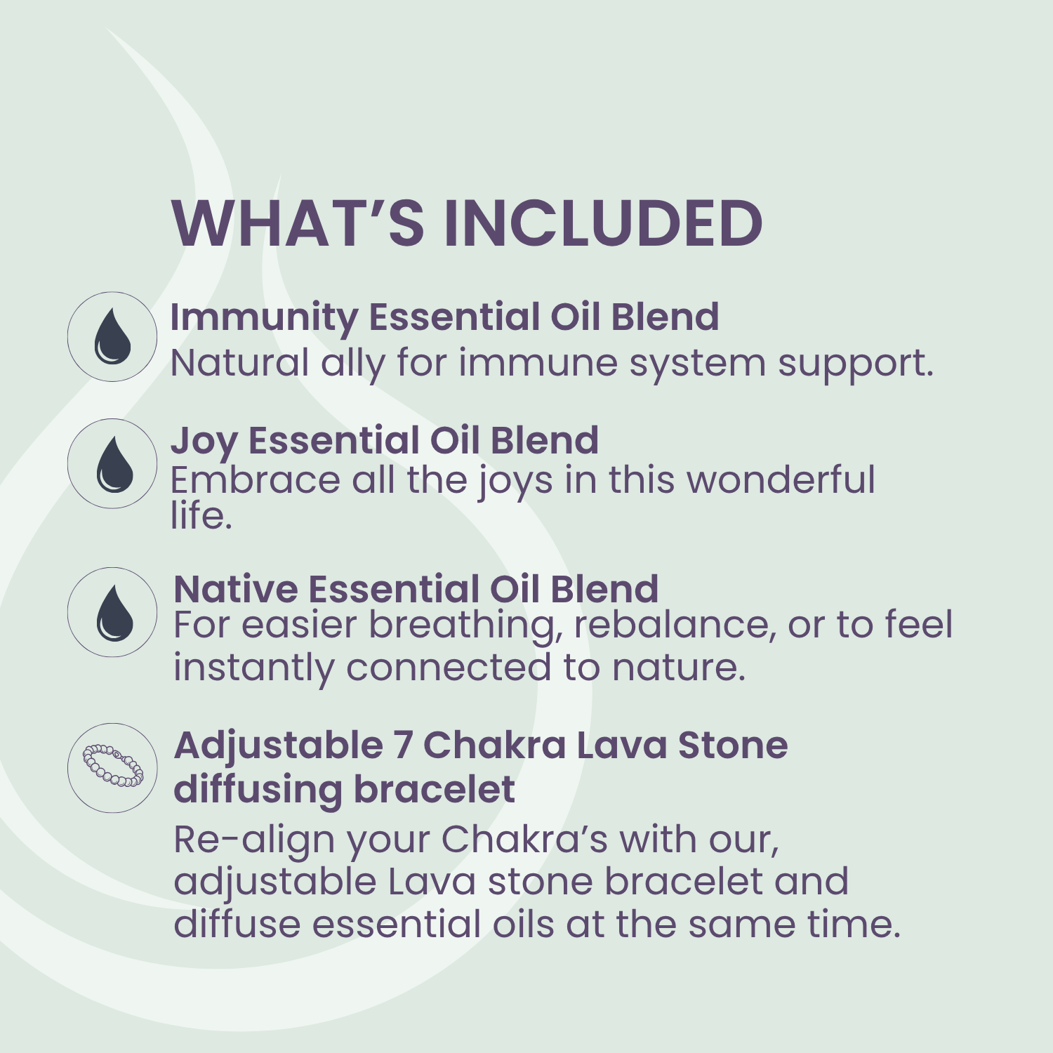 Harmony Collection (Immunity+Joy+Native)+Adjustable 7 Chakra Lava Stone diffusing bracelet
