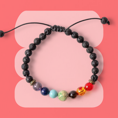 Adjustable 7 Chakra Lava Stone diffusing bracelet