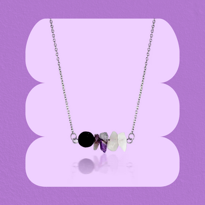 Amethyst, Rose Quartz & Lava Stone Diffusing Necklace