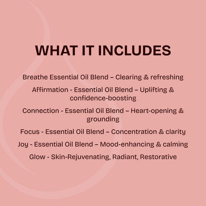 Aromatic Fusion Collection (Affirmation+Breathe+Connection+Focus+Joy+Glow) + Diffuser
