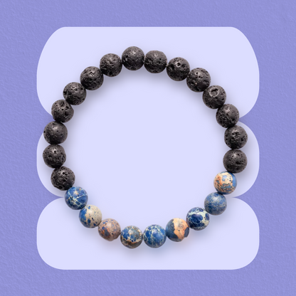 Blue Imperial Jasper & Lava Stone diffusing bracelet