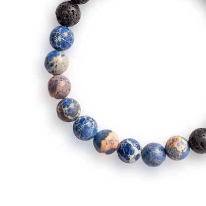 Blue Imperial Jasper & Lava Stone diffusing bracelet