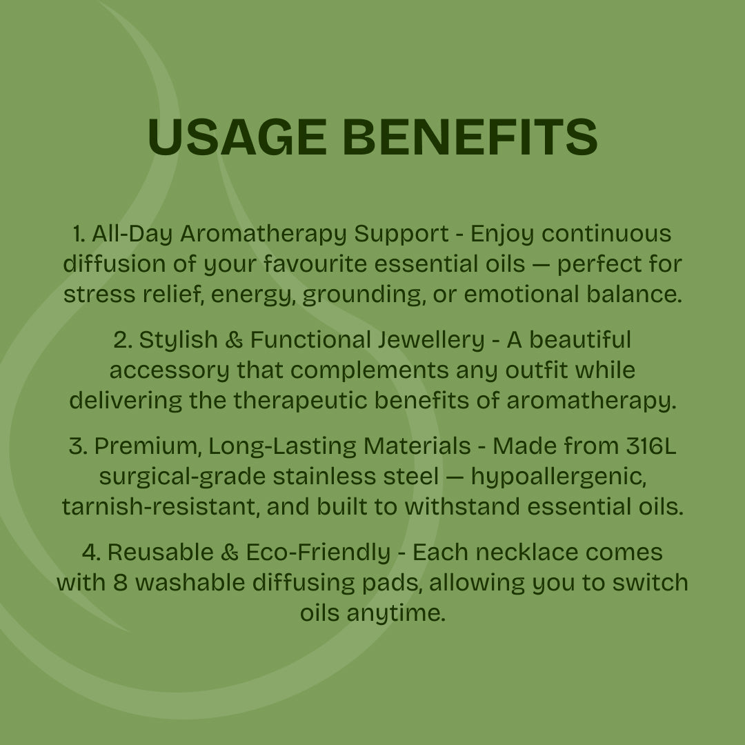 Flourish Aromatherapy Essential Oil Diffuser Necklace - Silver