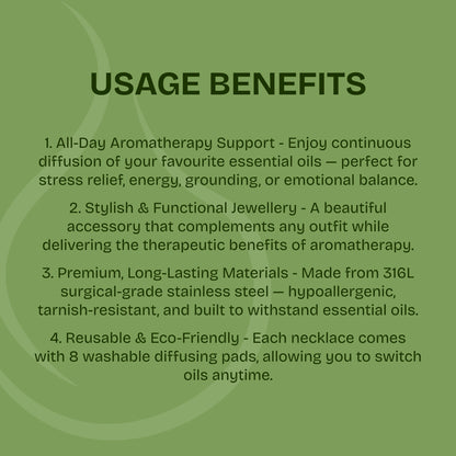 Flourish Aromatherapy Essential Oil Diffuser Necklace - Silver