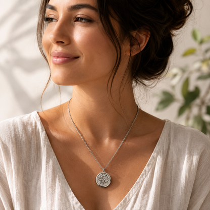 Forest Whispers Aromatherapy Necklace - Silver