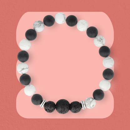 Howlite & Onyx Essential Oil Diffuser Bracelet