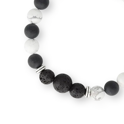 Howlite & Onyx Essential Oil Diffuser Bracelet