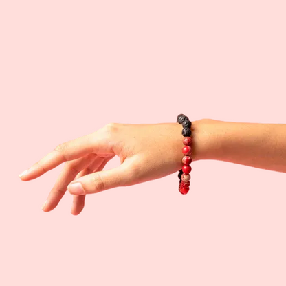 Red Imperial Jasper & Lava Stone diffuser Bracelet