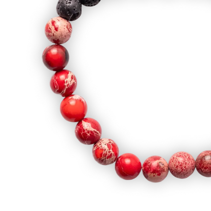 Red Imperial Jasper & Lava Stone diffuser Bracelet