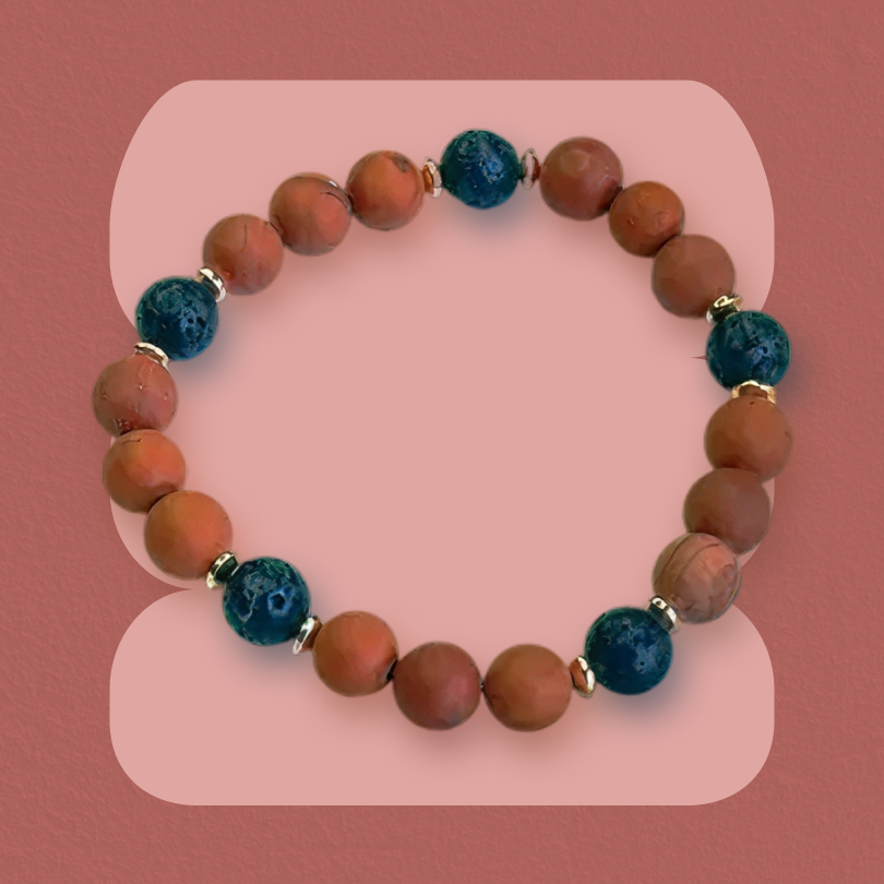 Tigers Eye & Lava stone adjustable diffusing bracelet