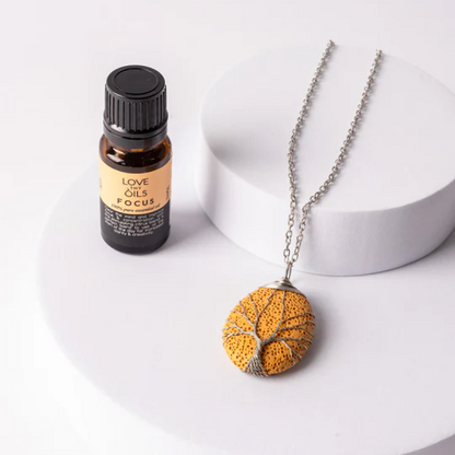 Tree of Life Lava Stone Necklace - Yellow
