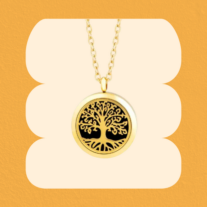 Tree of Life - Aromatherapy Diffusing Necklace - Yellow Gold