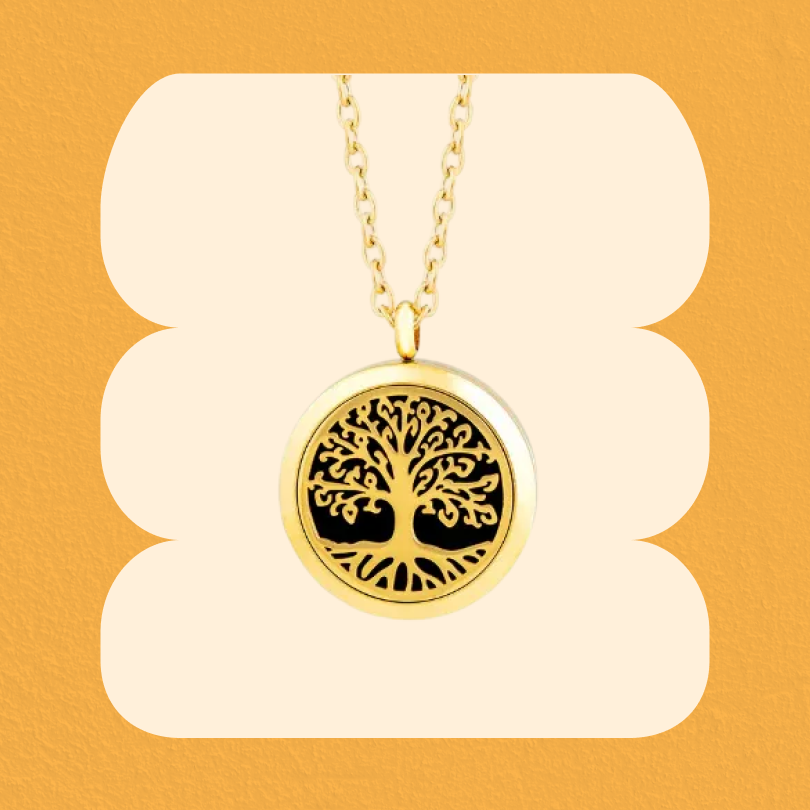 Tree of Life - Aromatherapy Diffusing Necklace - Yellow Gold