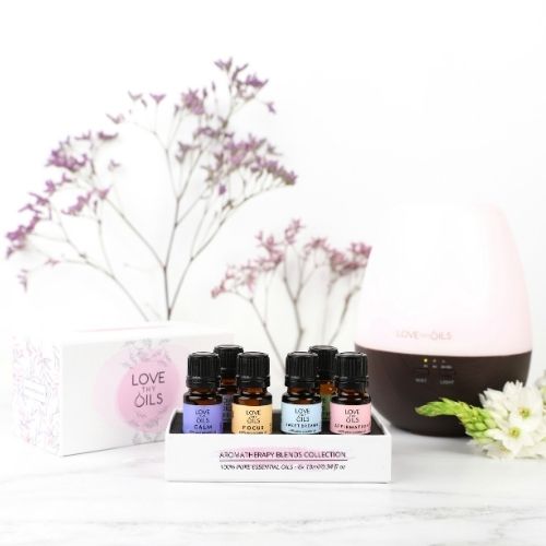 essential oil blends gift box with diffuser
