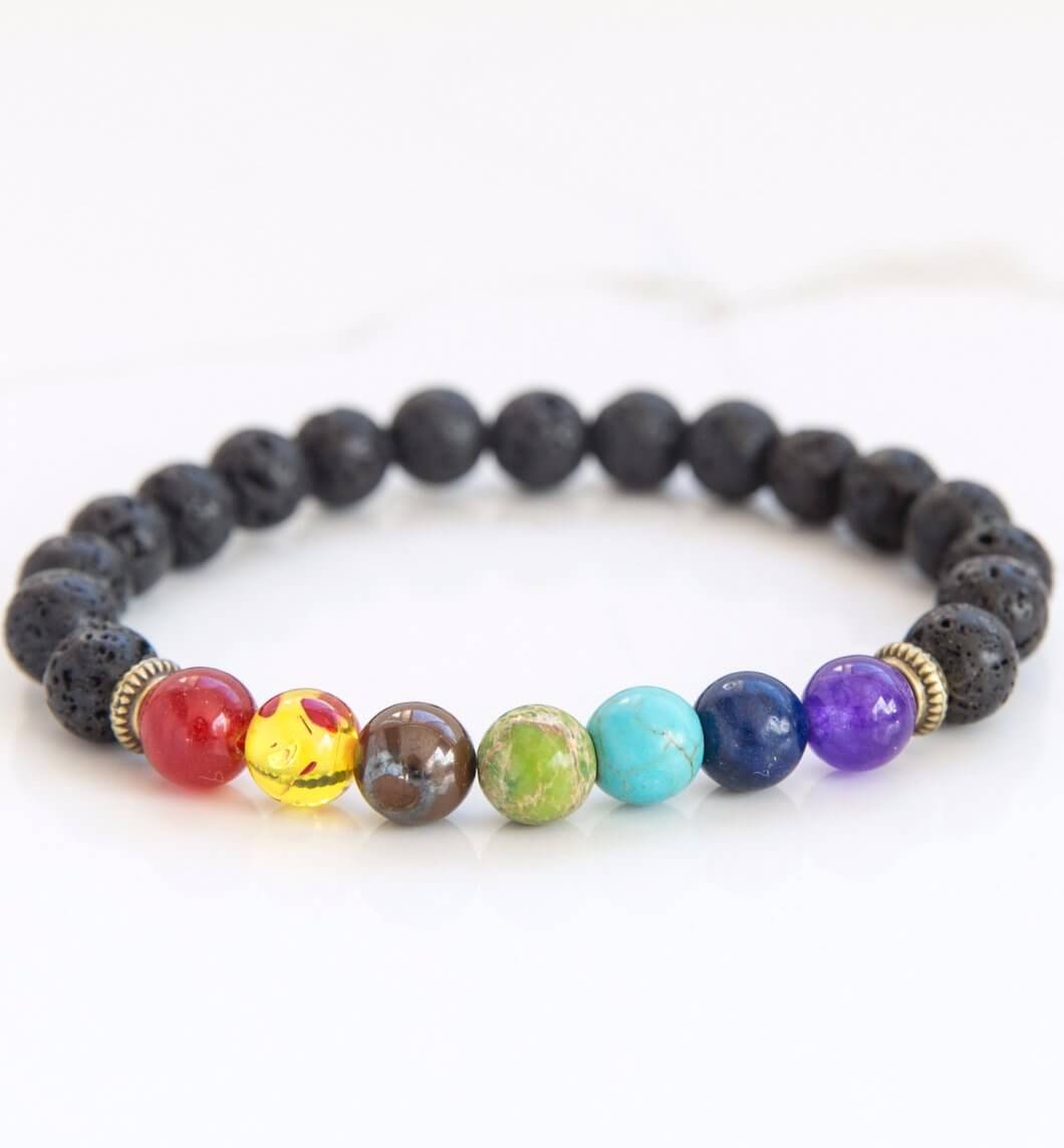 7 chakra essential oil diffuser bracelet.  Aromatherapy jewellery.