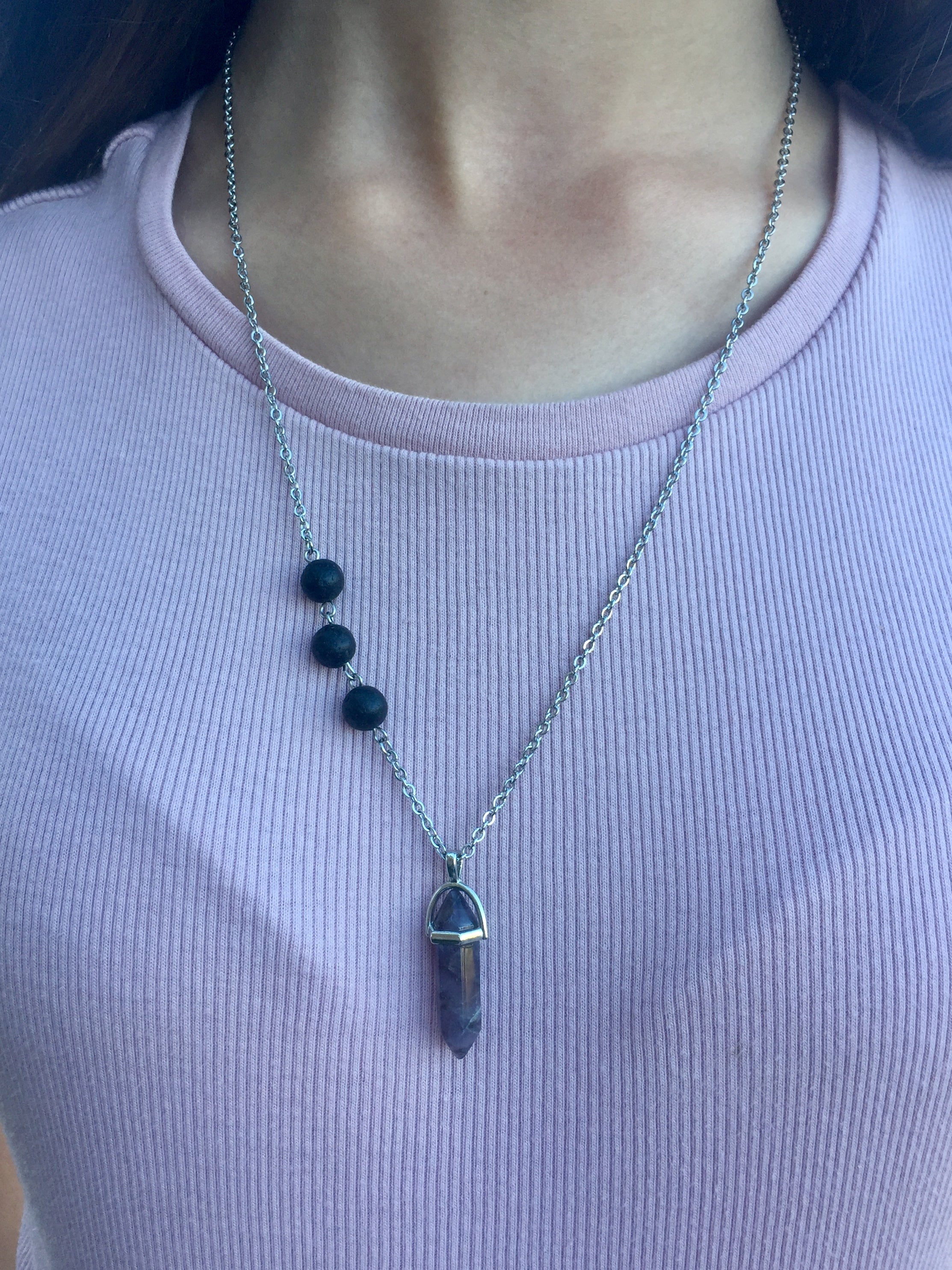 Joy Lava Stone & Crystal diffusing necklace