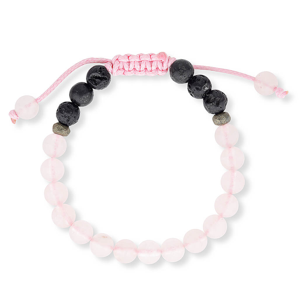 rose quartz and lava stone essential oil diffuser bracelet.  Aromatherapy jewellery for kids