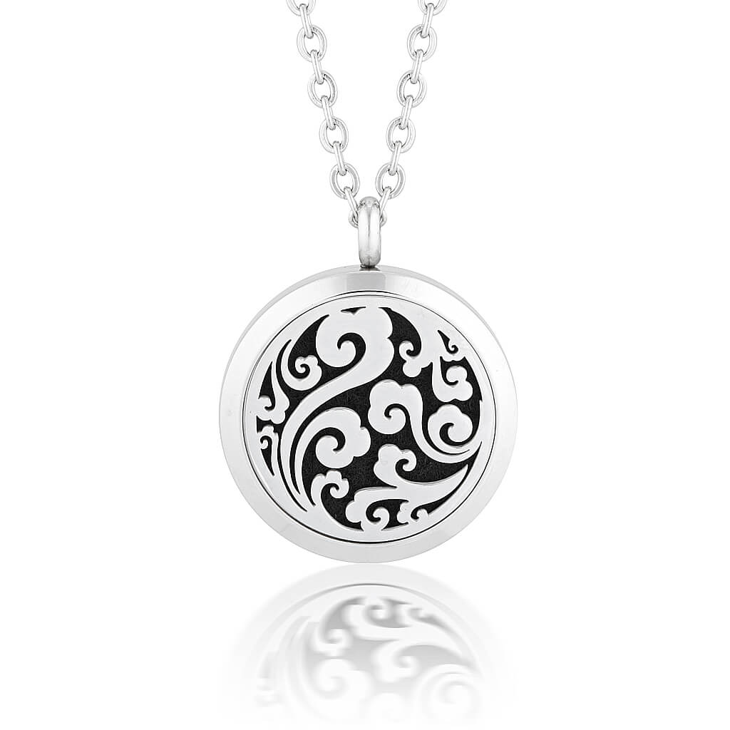 Essential oil diffuser necklace, aromatherapy locket flourish