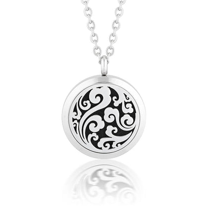 Essential oil diffuser necklace, aromatherapy locket flourish