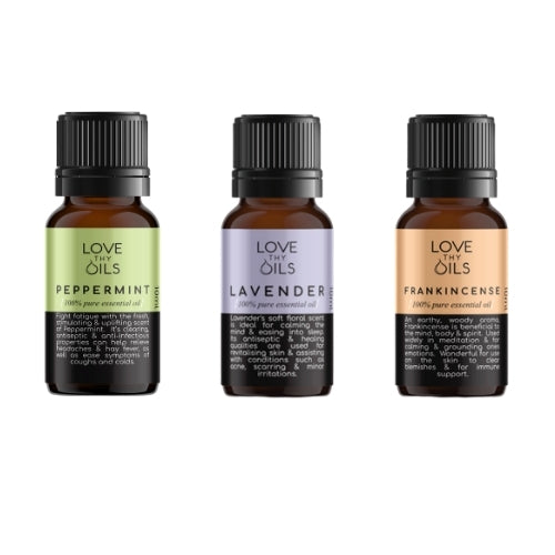 Essential oils for headaches.  Lavender, peppermint and frankincense. 