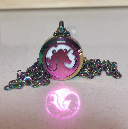 Holographic Unicorn essential oil diffuser necklace