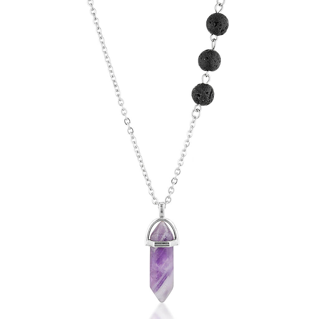 essential oil lava stone diffuser necklace amethyst jewellery