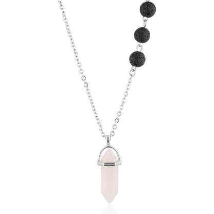 essential oil lava stone diffuser necklace rose quartz jewellery