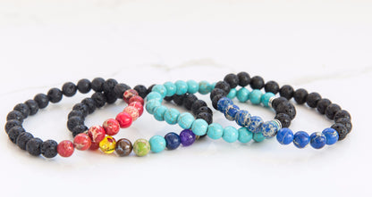 Red Imperial Jasper & Lava Stone diffuser Bracelet