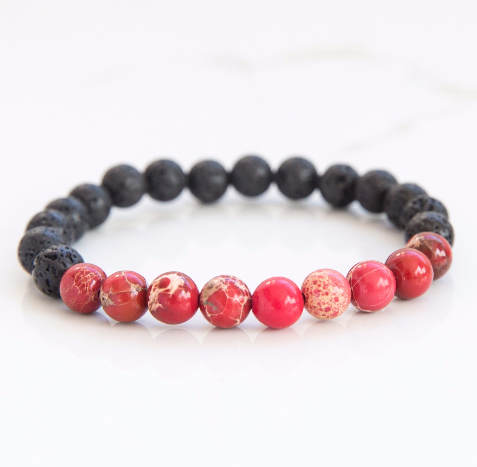 Red Imperial Jasper & Lava Stone diffusing bracelet